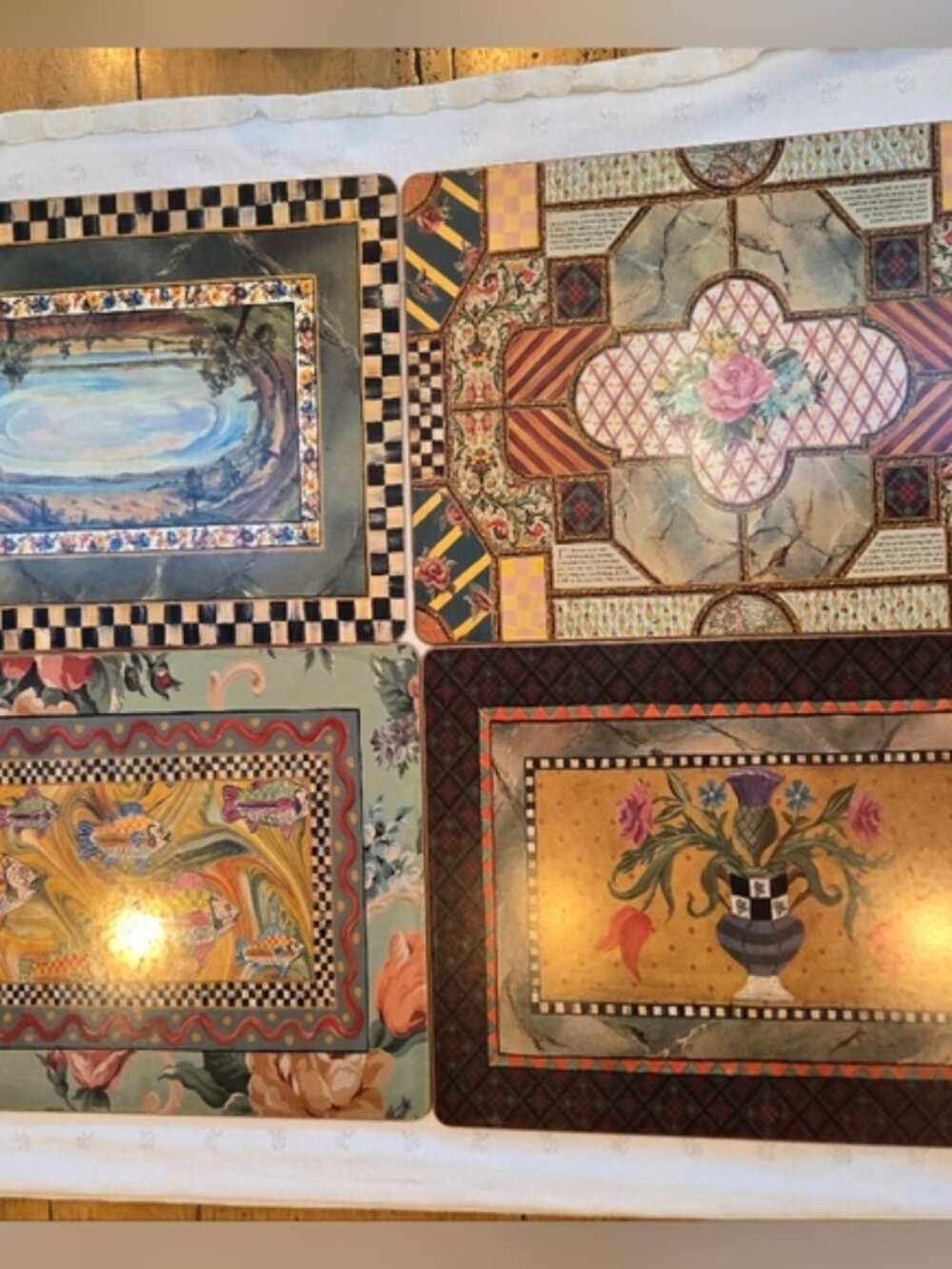 Set of 4 Mackenzie-Childs Placemats Cork back